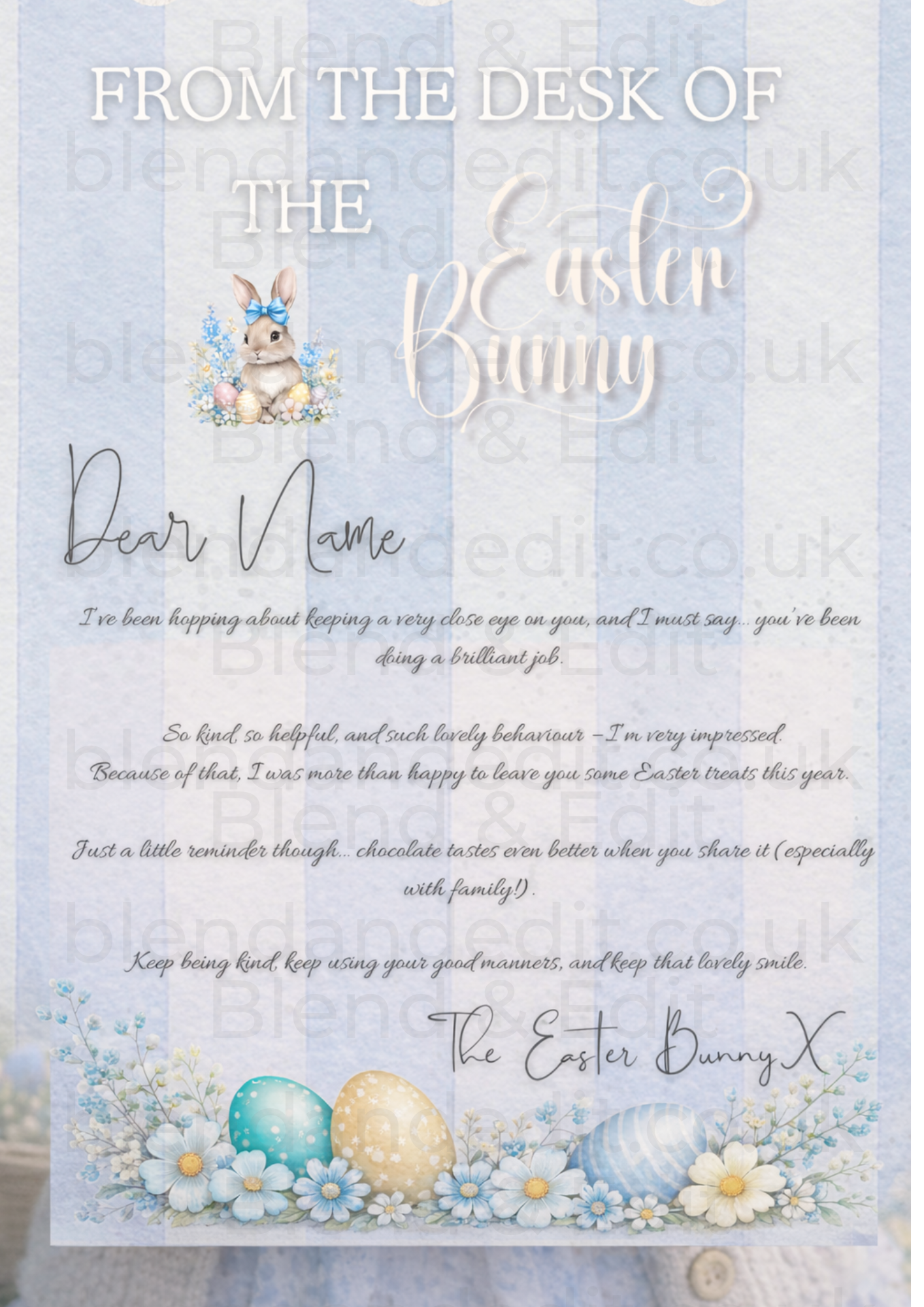 Personalised Easter Bunny Letter | From The Desk of The Easter Bunny Printable