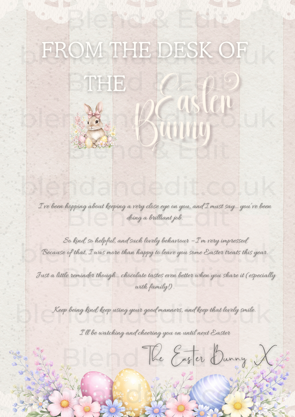 Personalised Easter Bunny Letter | From The Desk of The Easter Bunny Printable