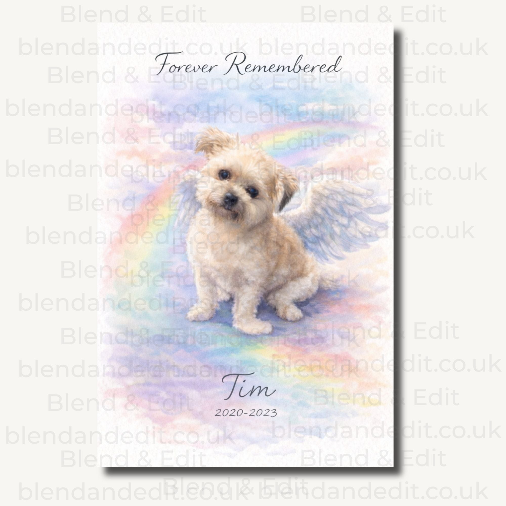 Personalised Rainbow Bridge Pet Memorial Watercolour Print