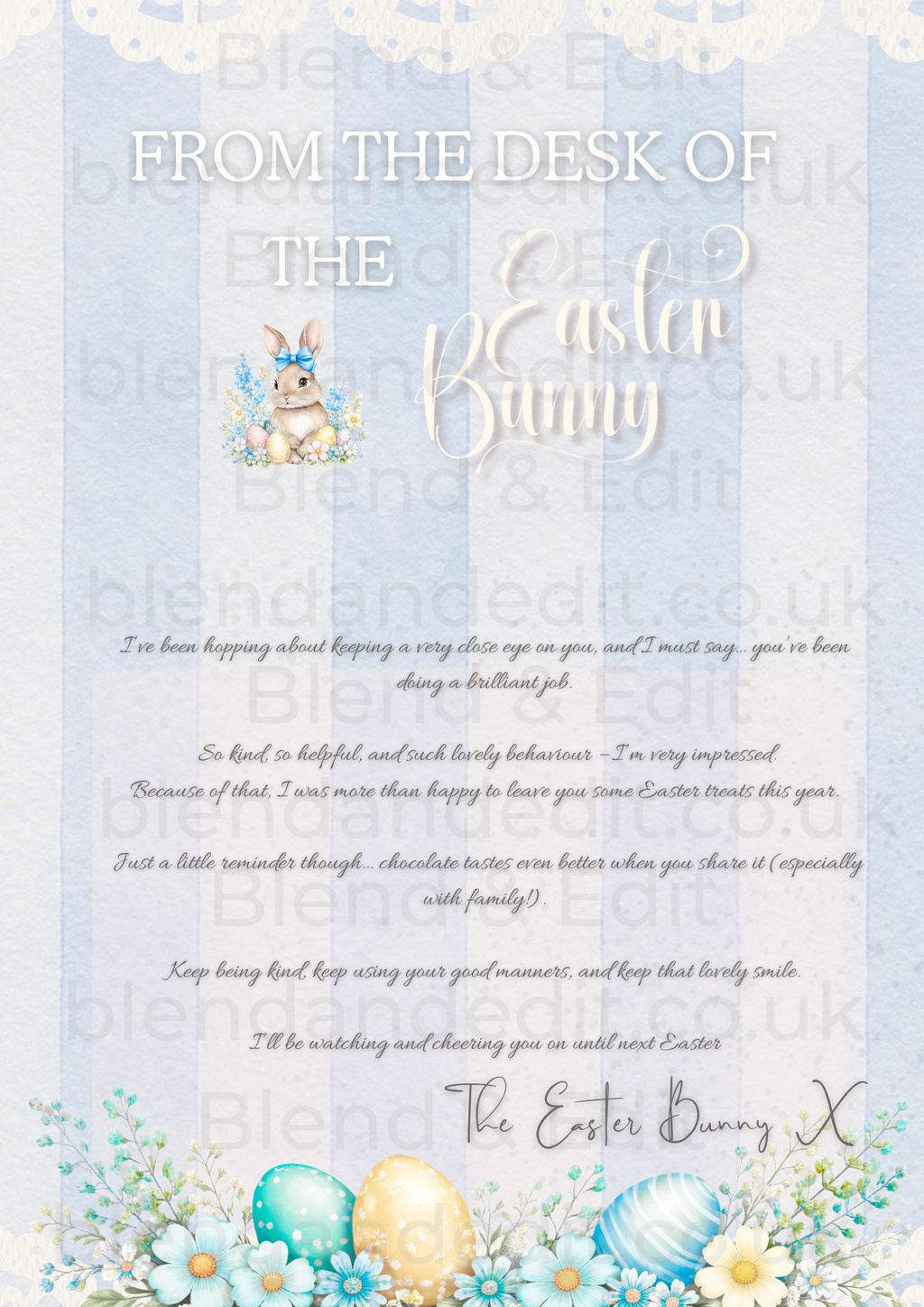 Personalised Easter Bunny Letter | From The Desk of The Easter Bunny Printable