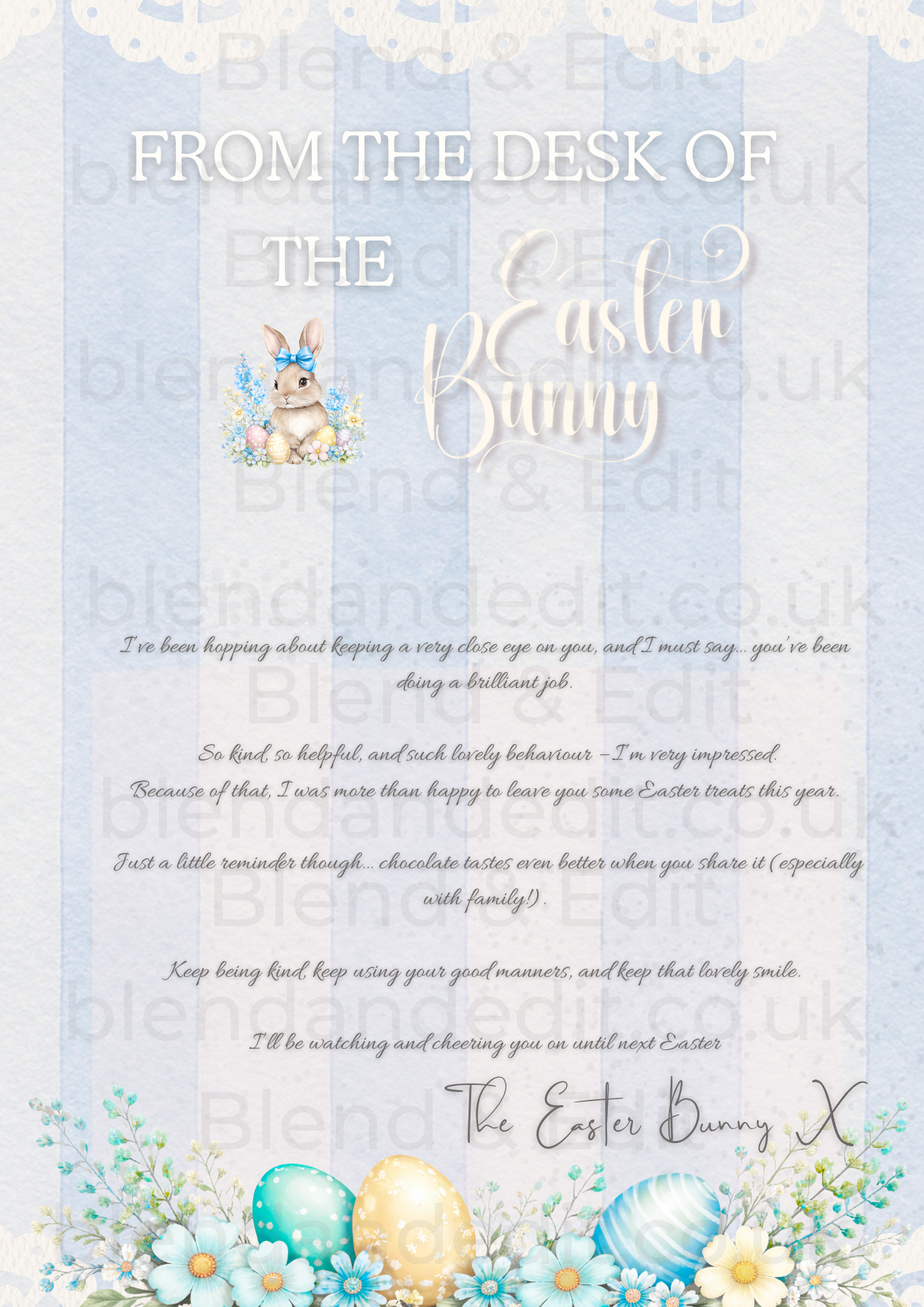 Personalised Easter Bunny Letter | From The Desk of The Easter Bunny Printable