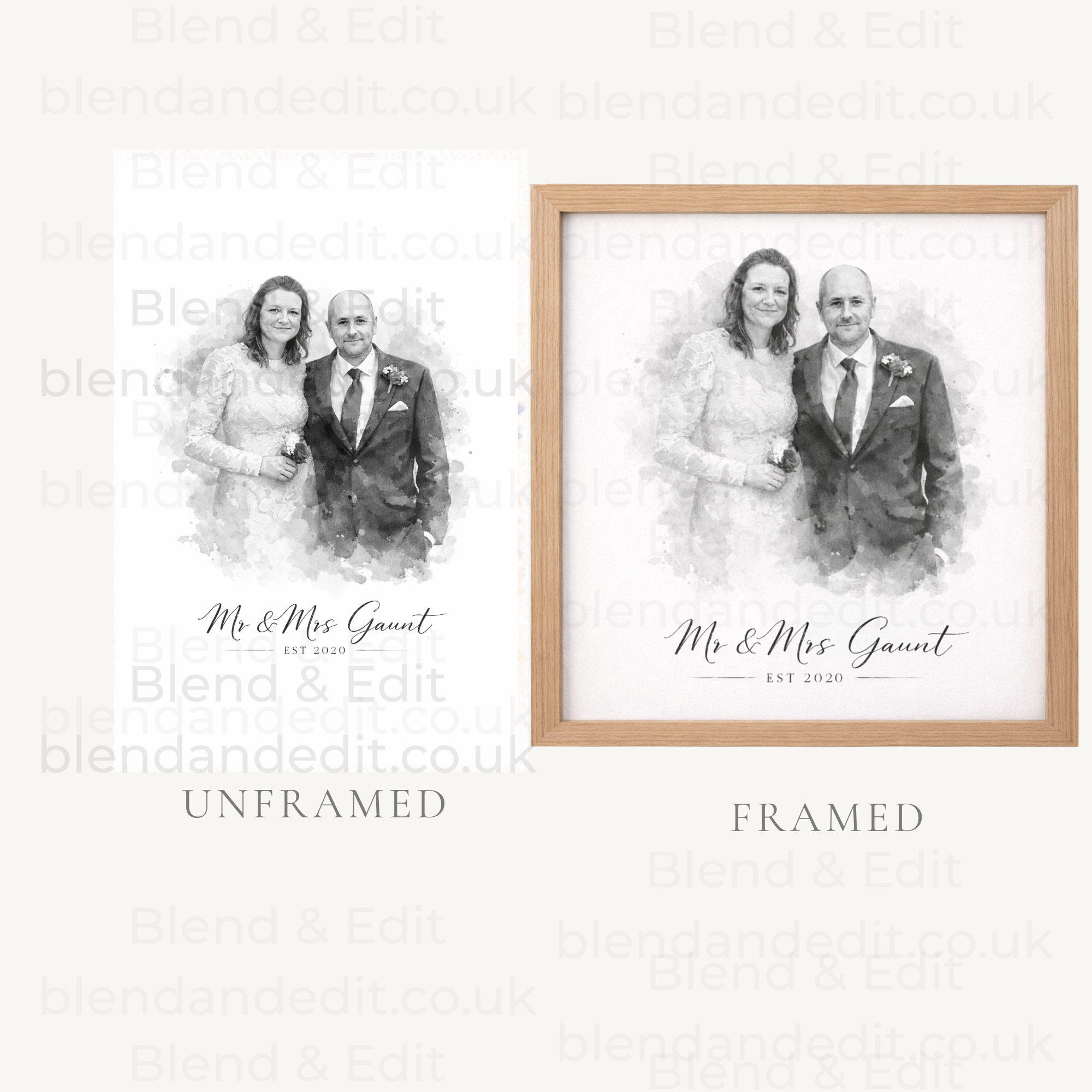 Personalised Wedding Watercolour Print – Custom Wedding Artwork