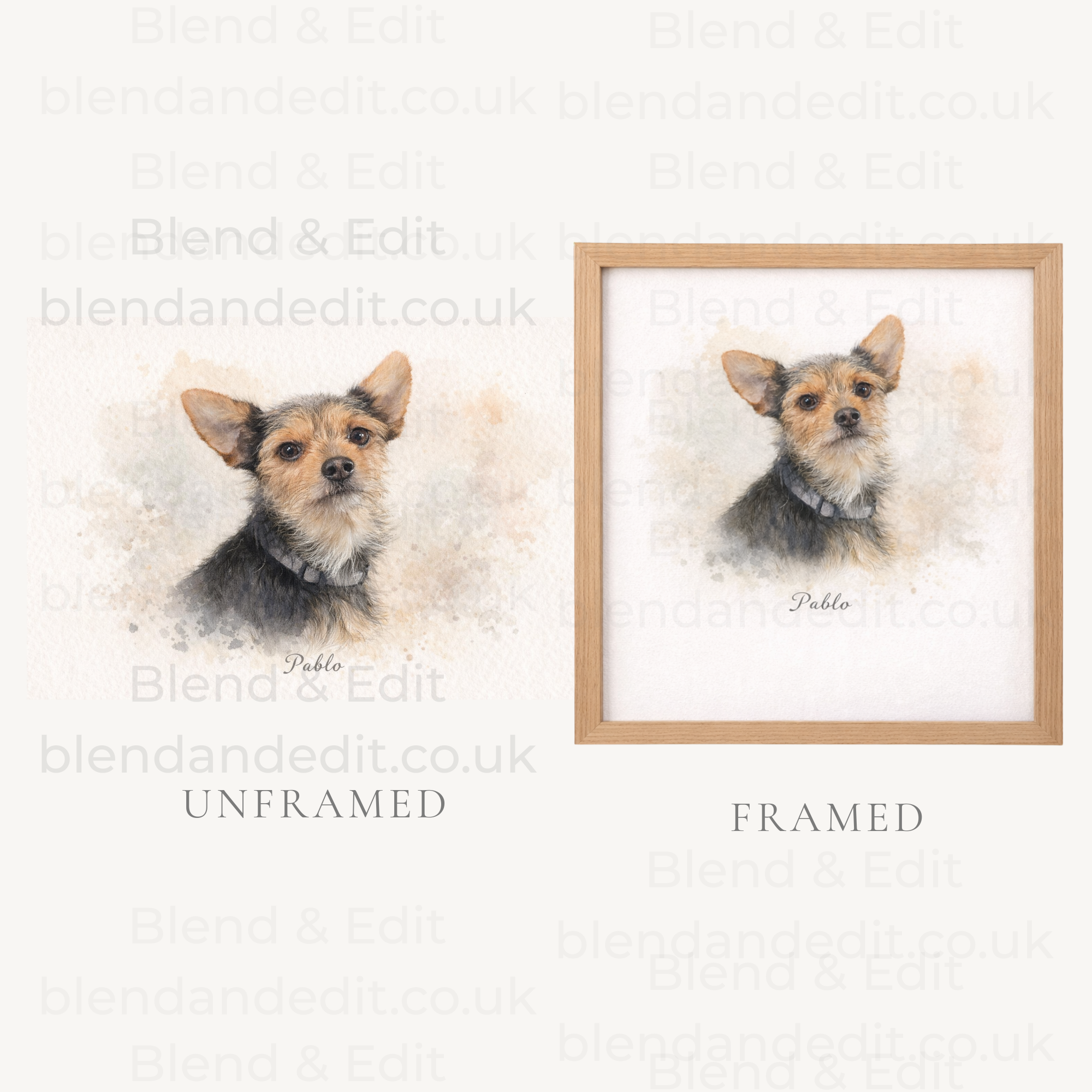 Personalised Watercolour Pet Portrait Print – Custom Pet Artwork