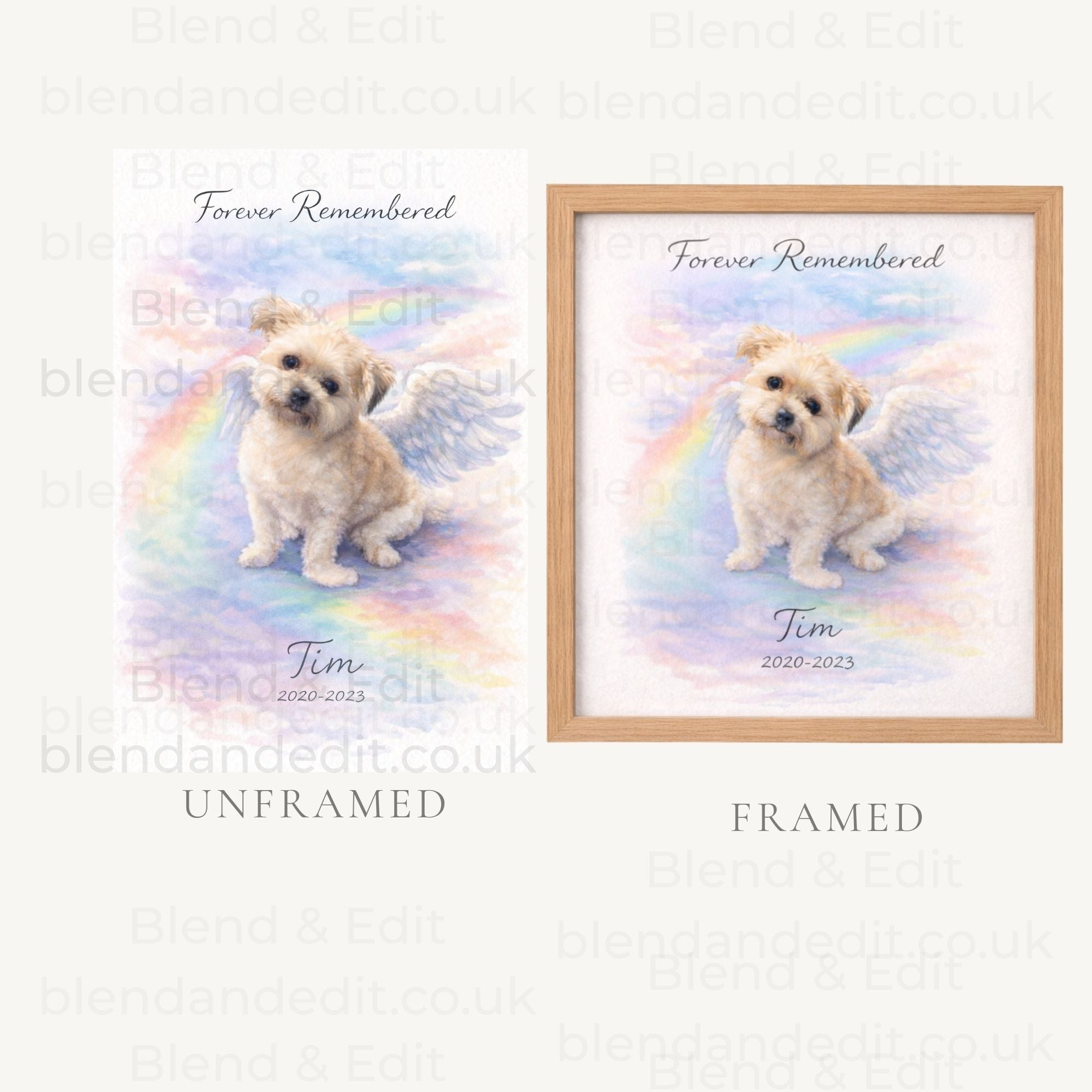 Personalised Rainbow Bridge Pet Memorial Watercolour Print