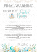 Final Warning Letter from The Easter Bunny | Easter Behaviour Note Printable