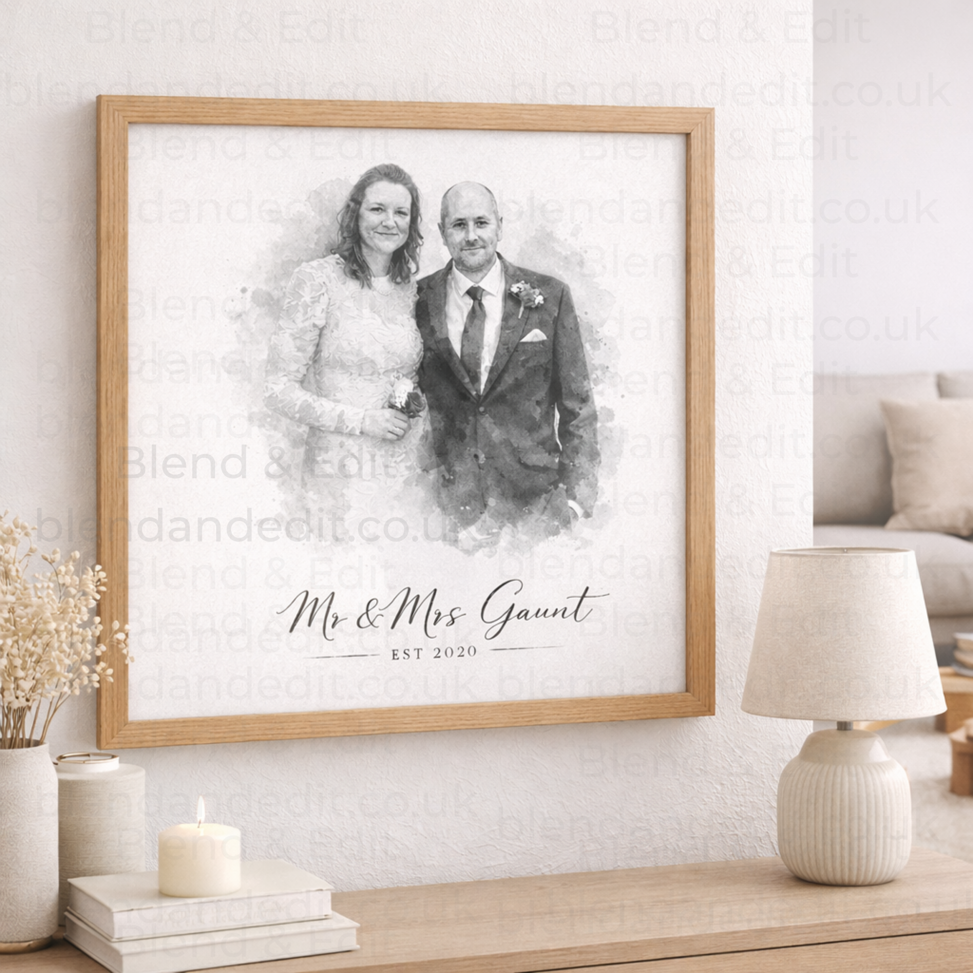 Personalised Wedding Watercolour Print – Custom Wedding Artwork