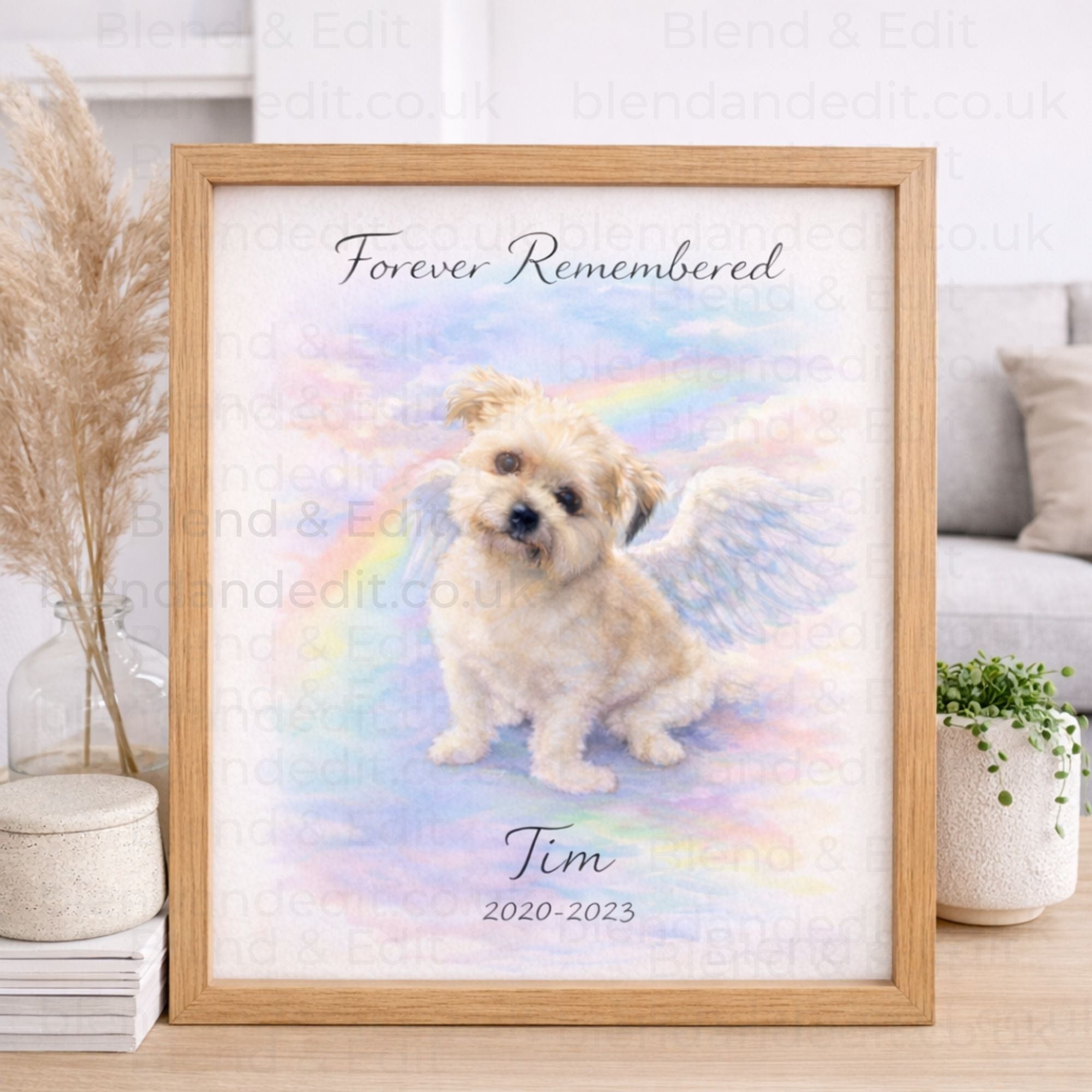 Personalised Rainbow Bridge Pet Memorial Watercolour Print