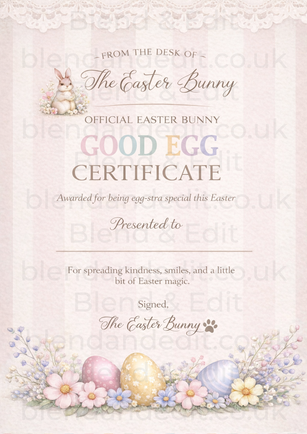 Official Easter Bunny Good Egg Certificate | Personalised Easter Printable