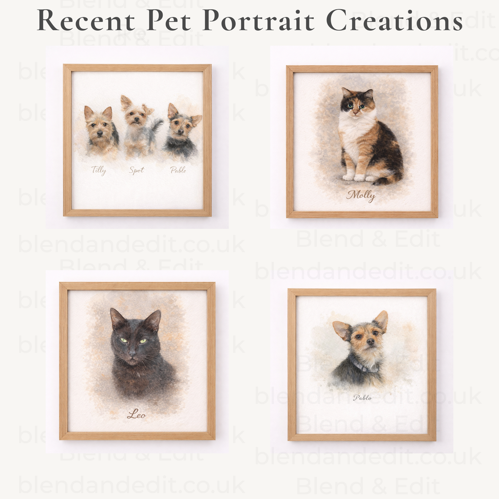 Personalised Watercolour Pet Portrait Print – Custom Pet Artwork