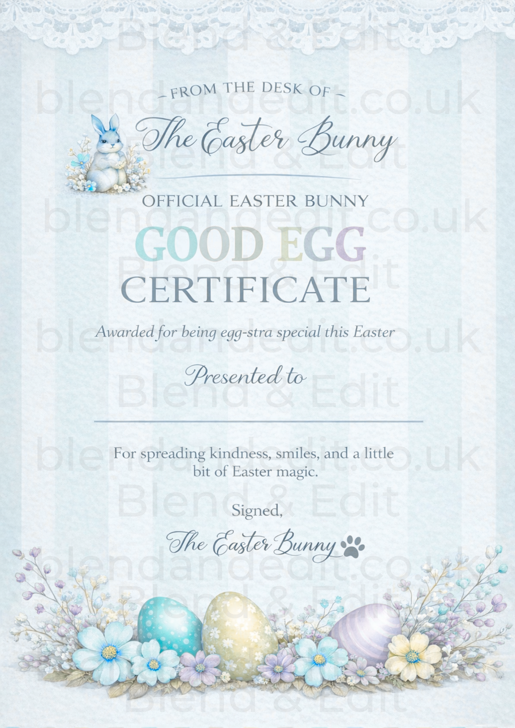 Official Easter Bunny Good Egg Certificate | Personalised Easter Printable