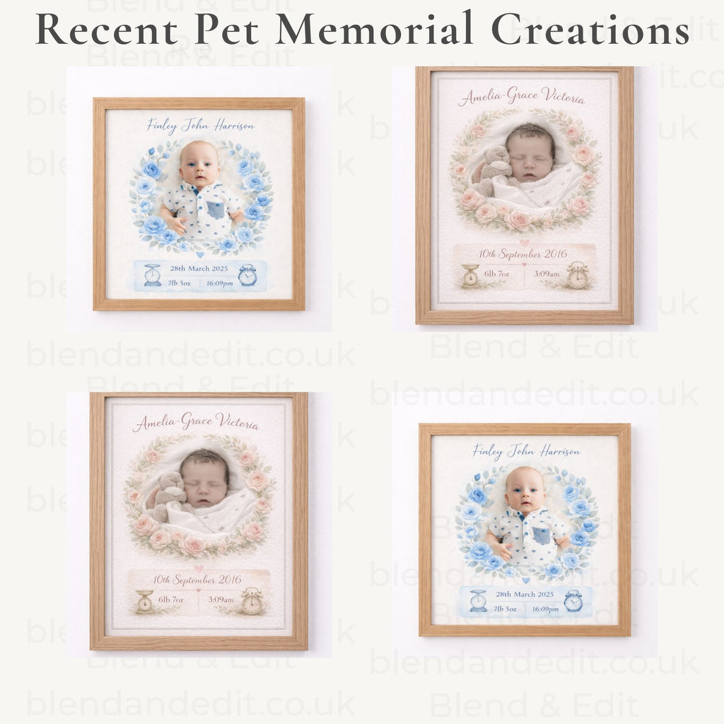 Personalised Baby Birth Stats Watercolour Print – Custom Keepsake Artwork