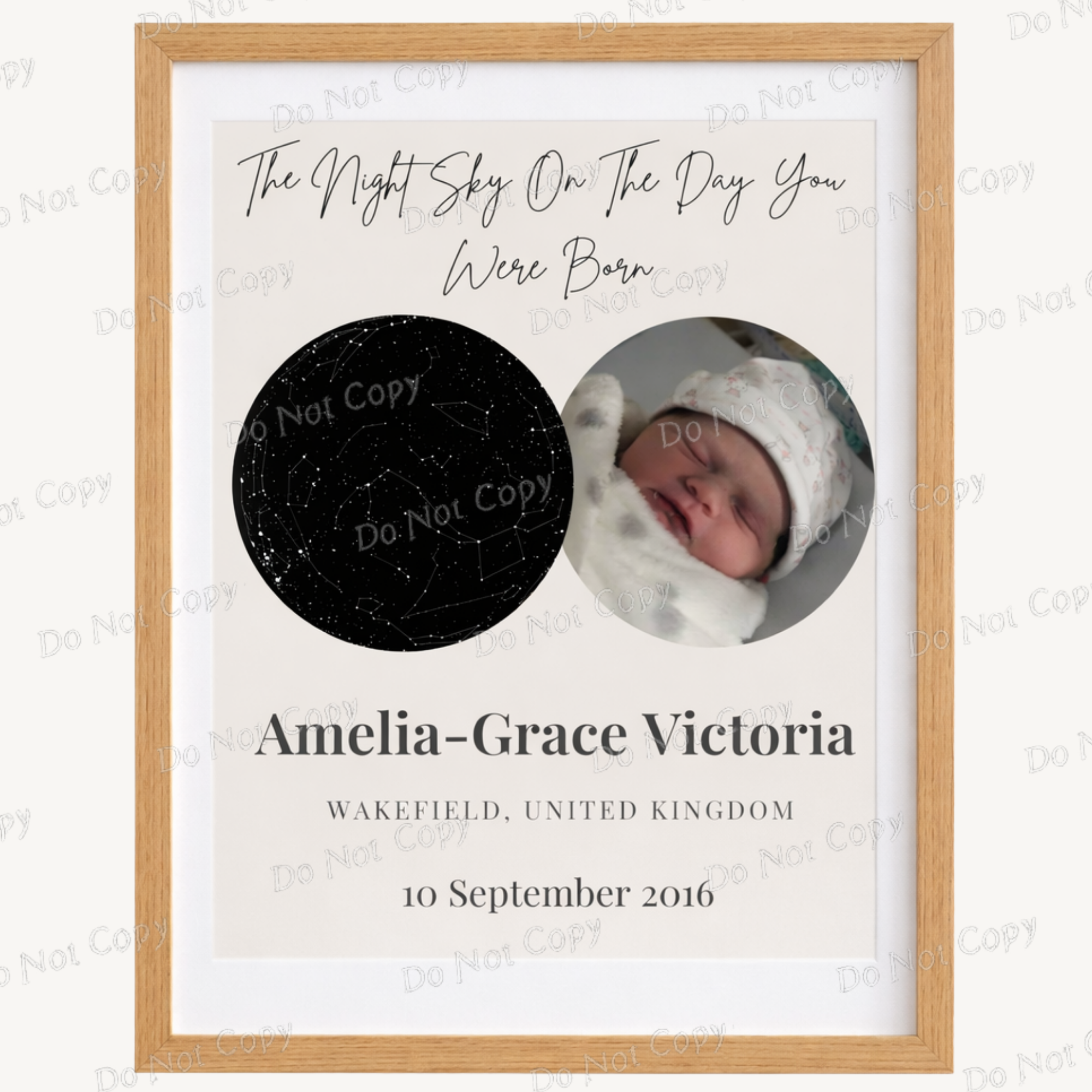 Personalised Night Sky & Photo Print | Custom Star Map with Baby Photo | Birth Date Keepsake