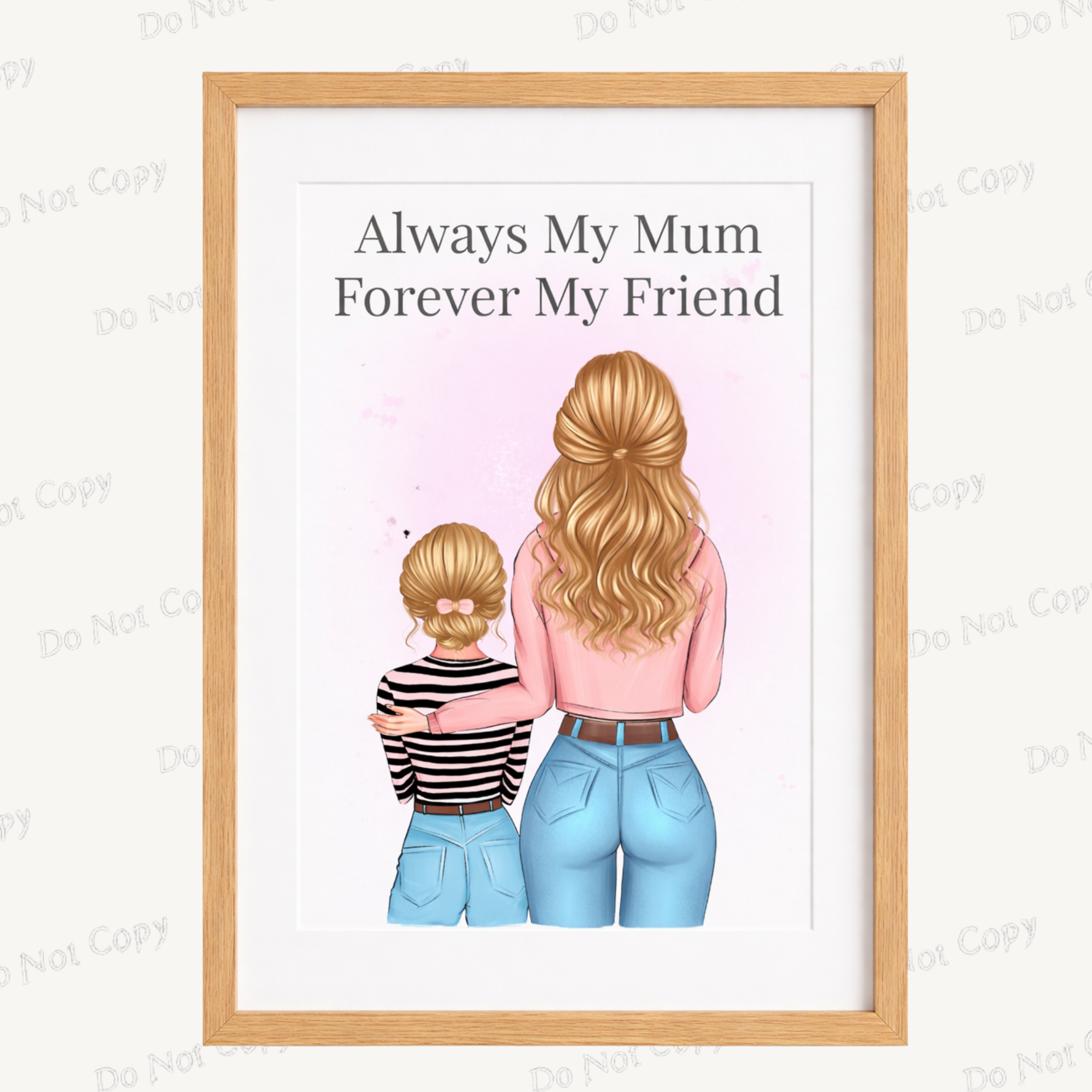 Always My Mum Forever My Friend Print | Personalised Mother & Daughter Illustration | Custom Mum Gift Wall Art