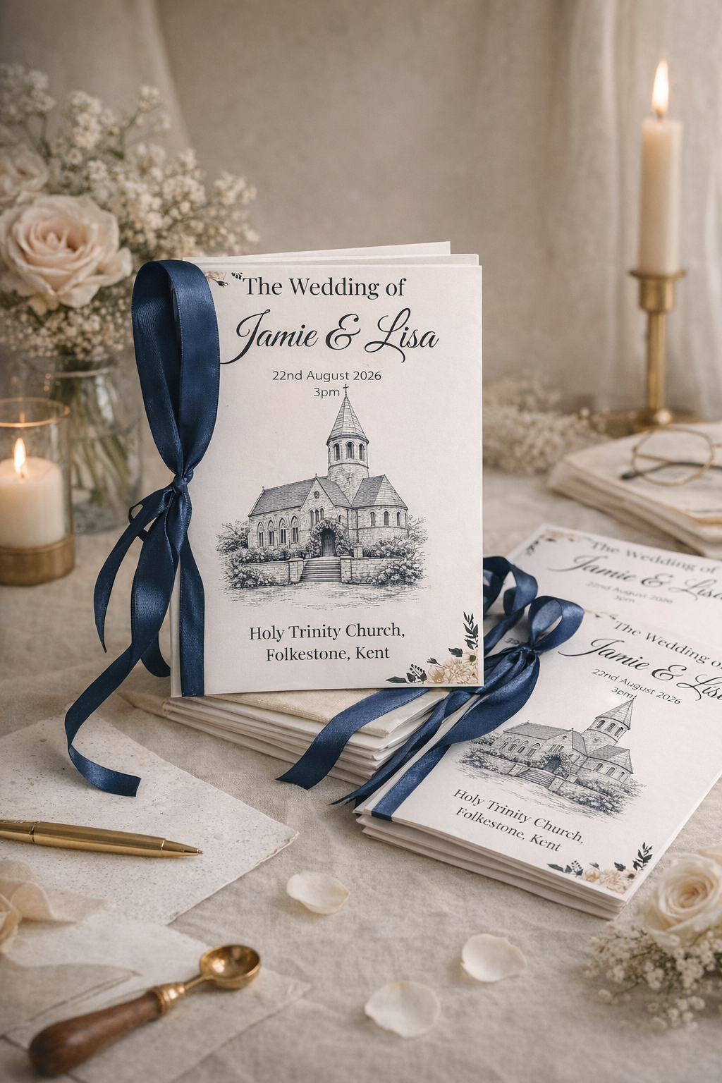 4 Page Wedding Order of Service Booklets