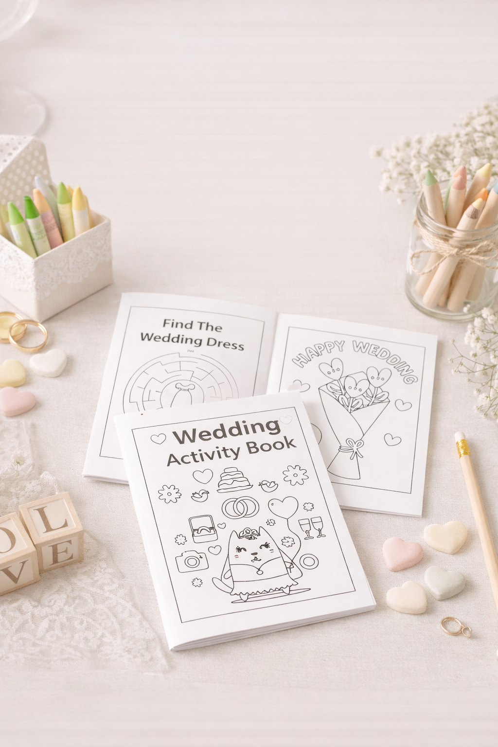 Wedding Activity Book for Kids includes Color Swap Crayon