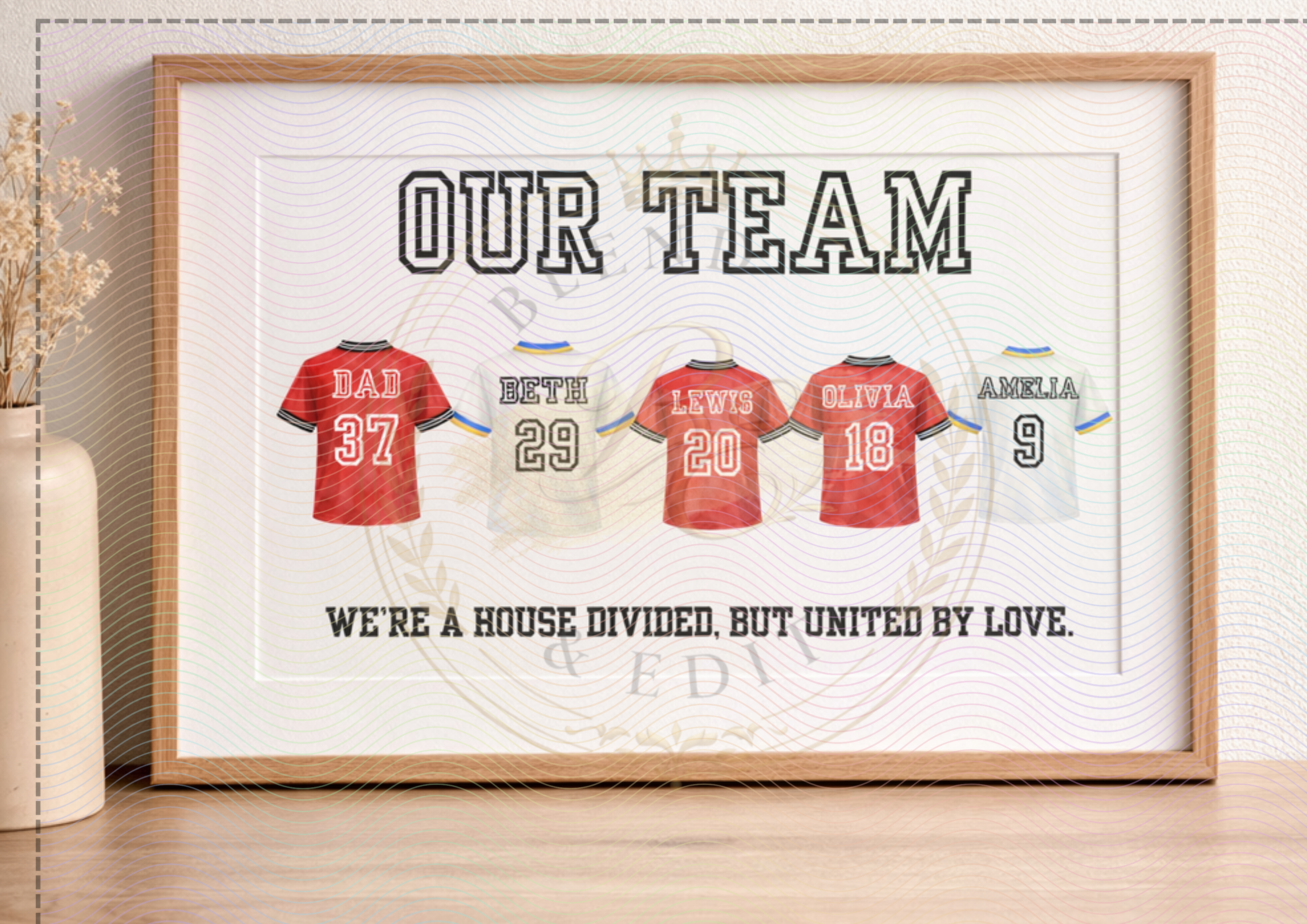 Personalized Family Team Jersey Print | Custom Sports Family Wall Art