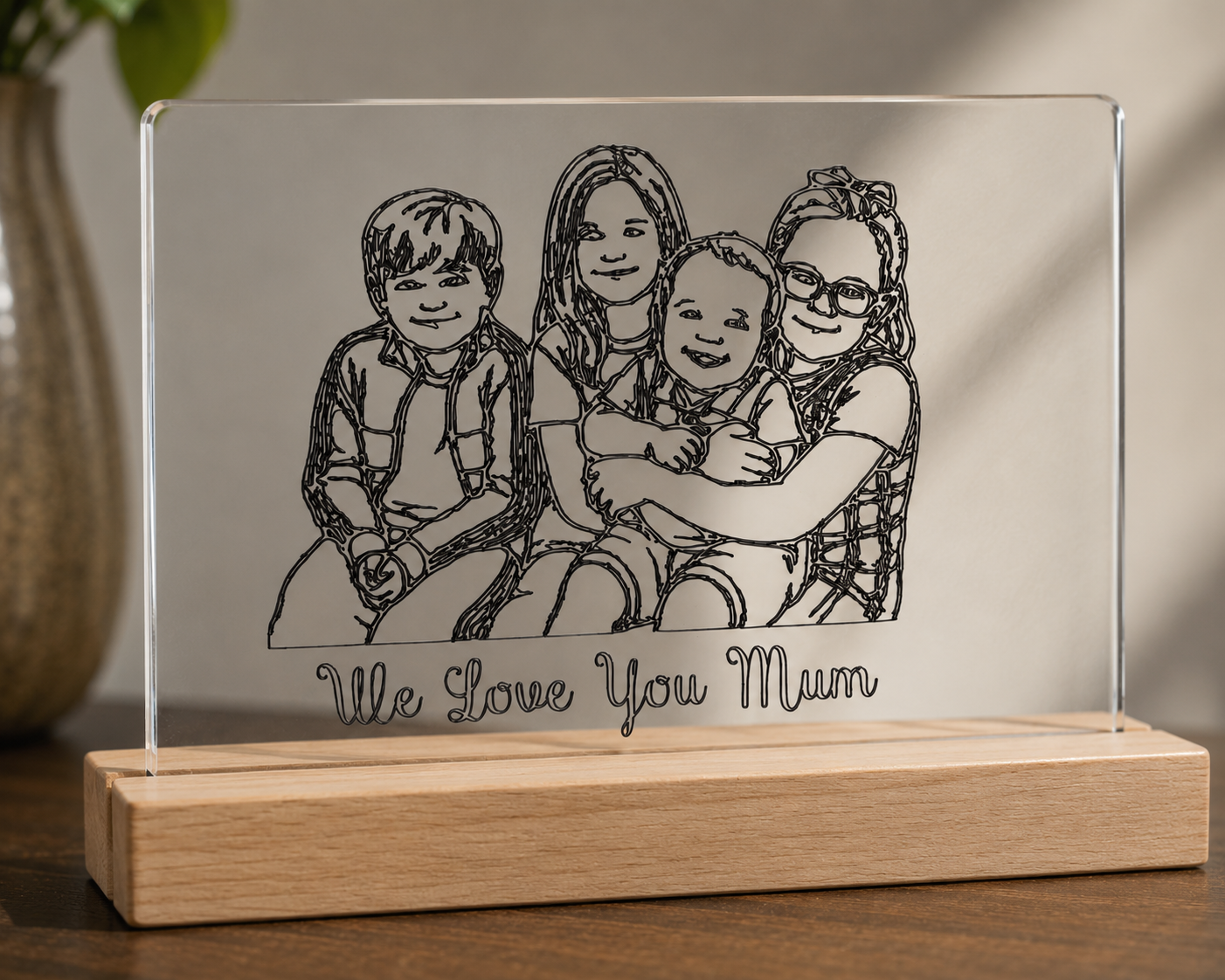 Engraved Acrylic Sign – Personalised Photo Line Art Plaque