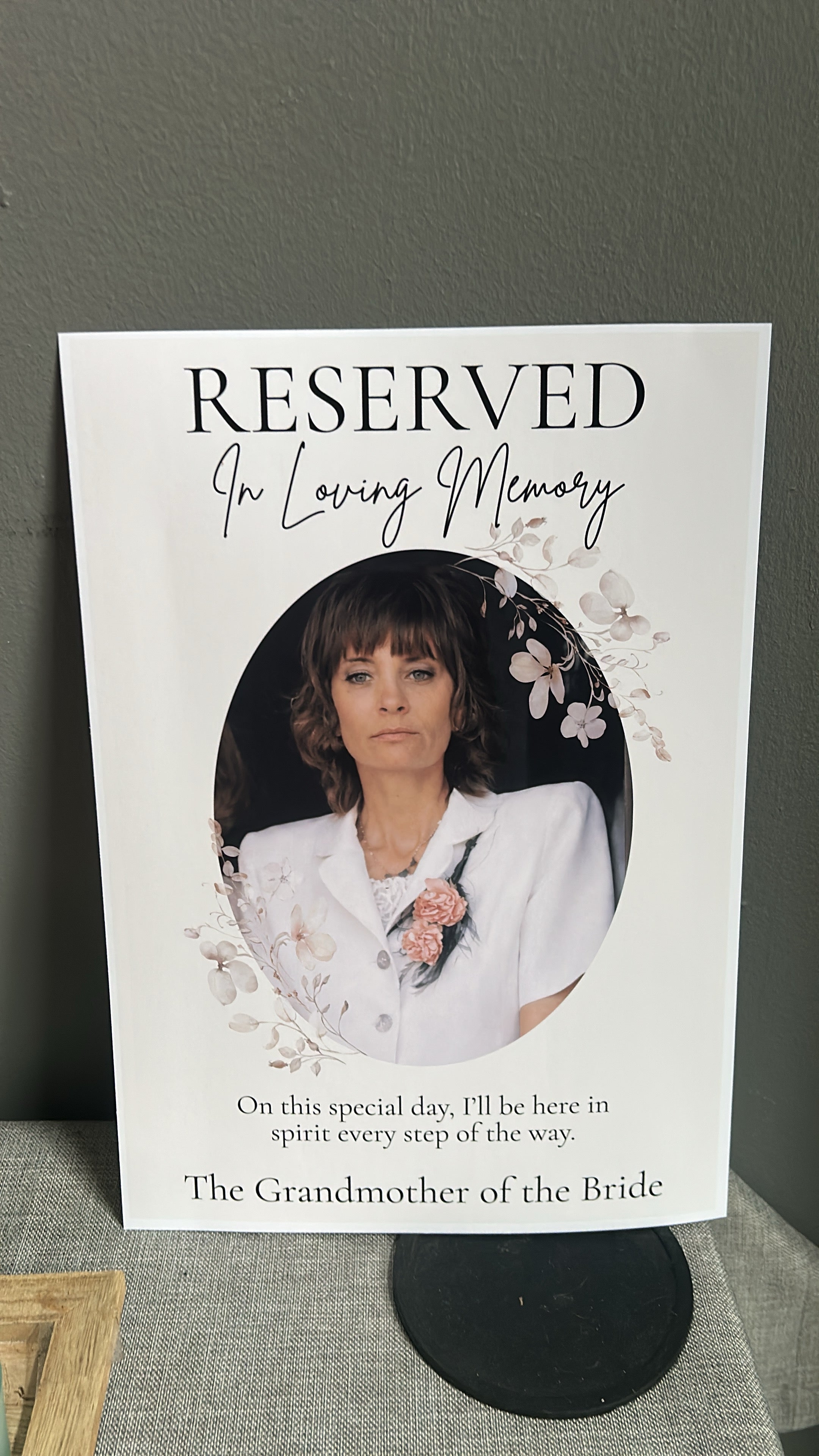 Reserved In Loving Memory Wedding Sign with Photo | Memorial Chair Sign for Loved One |