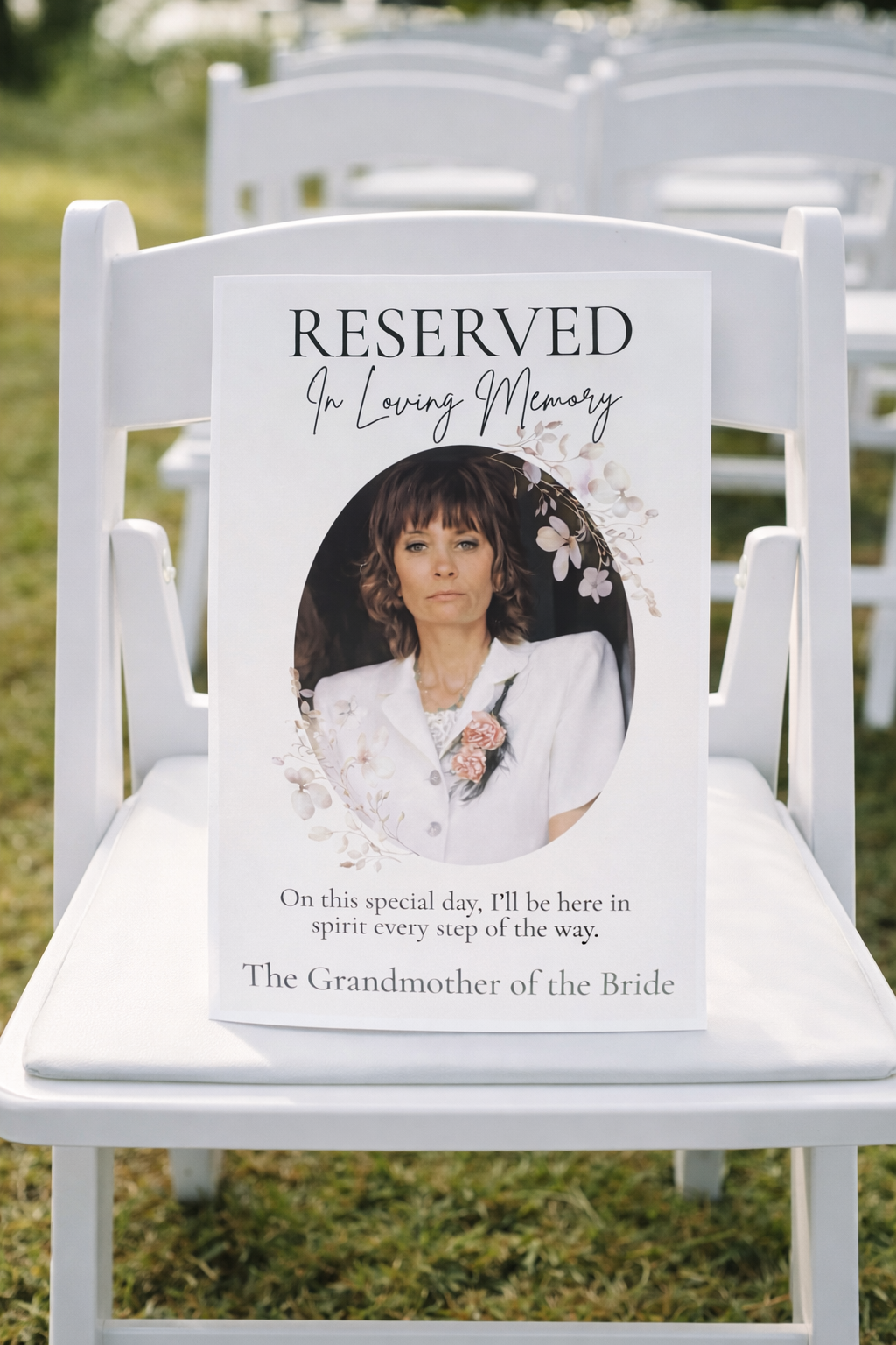 Reserved In Loving Memory Wedding Sign with Photo | Memorial Chair Sign for Loved One |