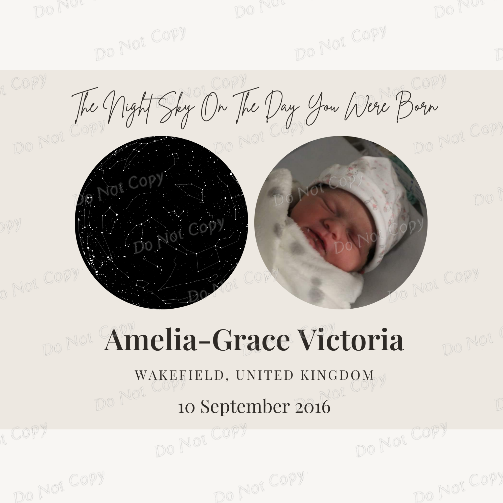 Personalised Night Sky & Photo Print | Custom Star Map with Baby Photo | Birth Date Keepsake