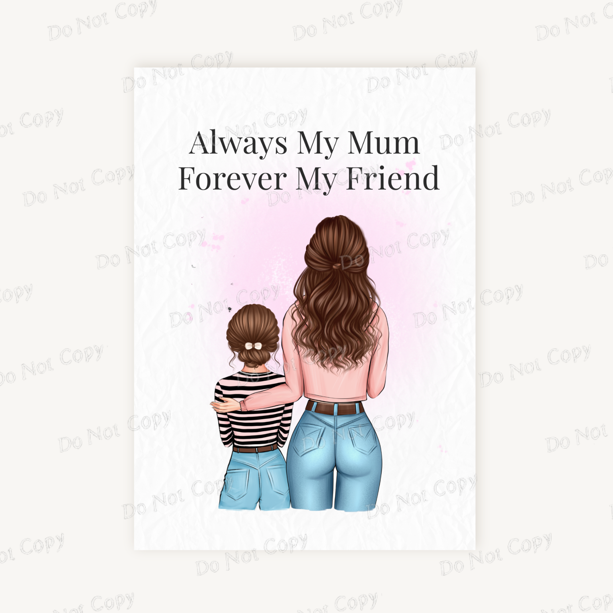 Always My Mum Forever My Friend Print | Personalised Mother & Daughter Illustration | Custom Mum Gift Wall Art