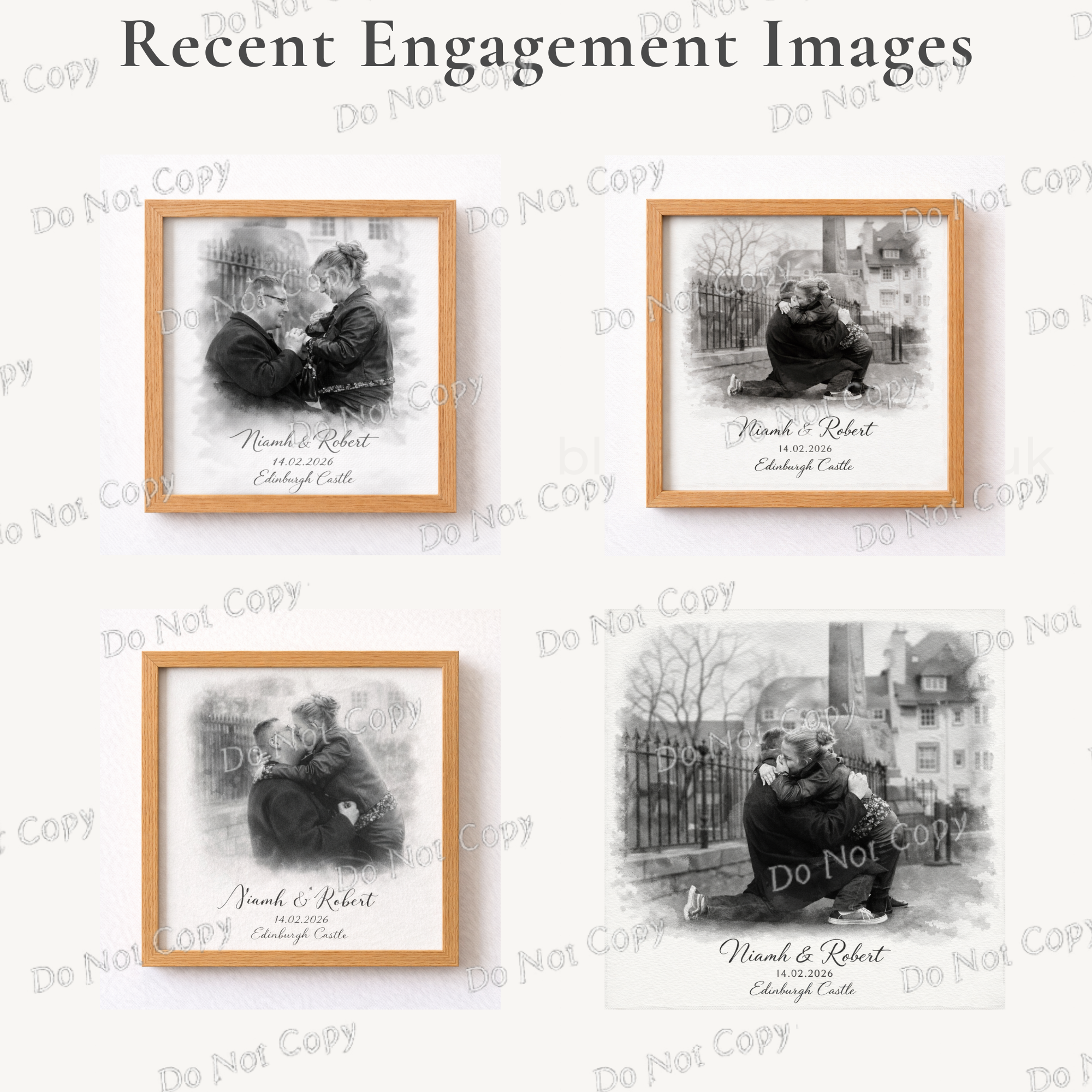 Personalised Engagement Photo Print – Custom Couple Portrait with Names, Date & Location