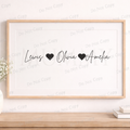 Personalised Family Name Print with Hearts |