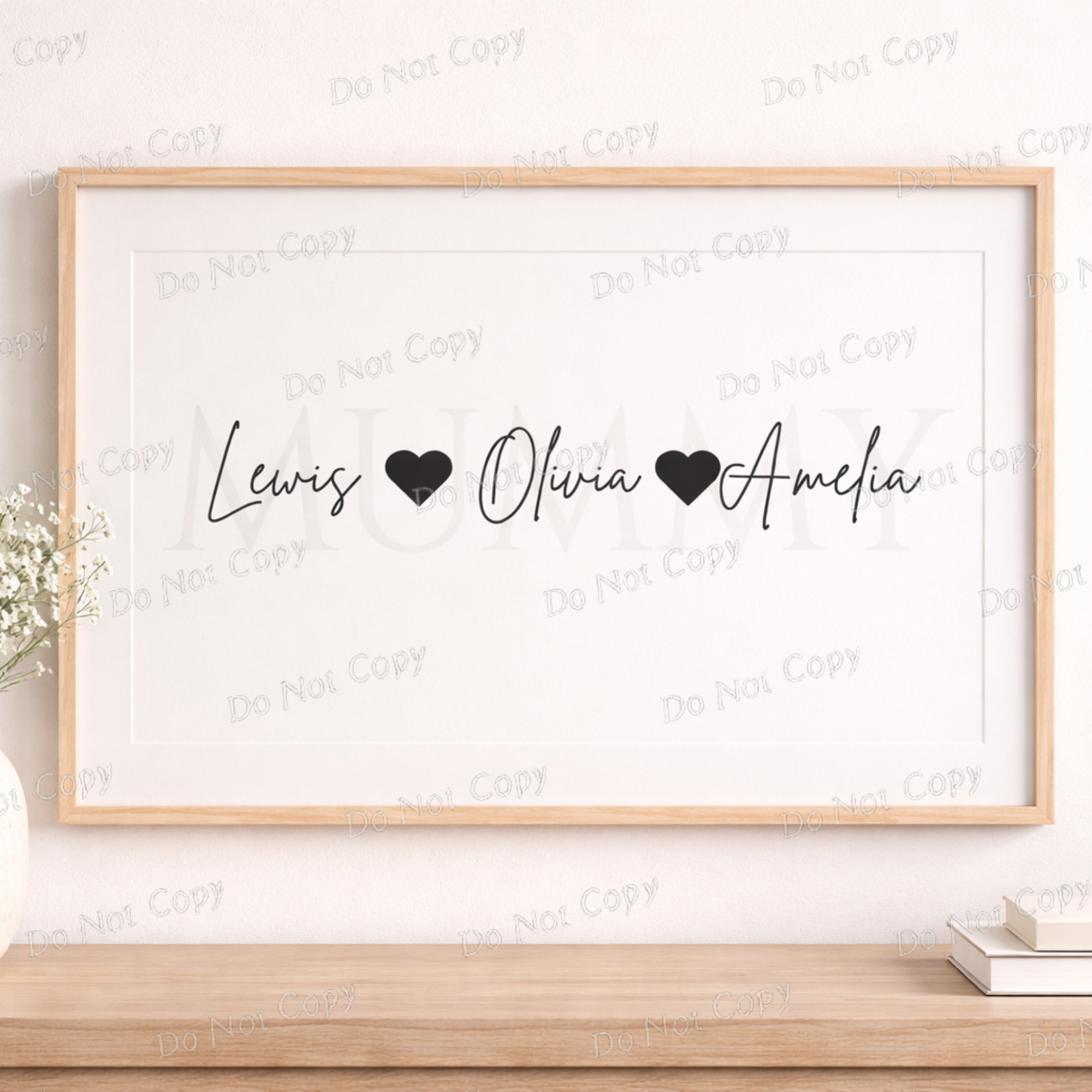 Personalised Family Name Print with Hearts |