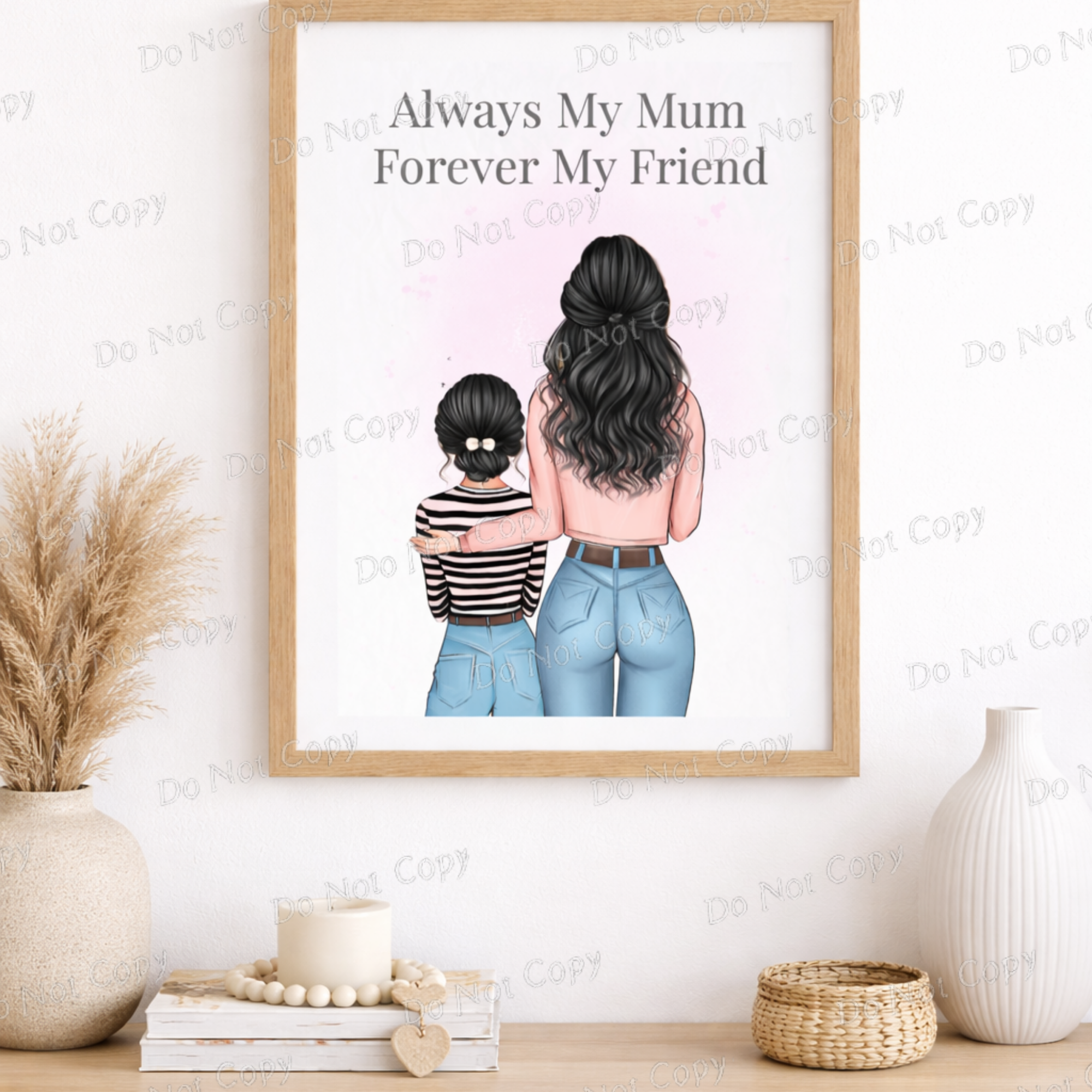 Always My Mum Forever My Friend Print | Personalised Mother & Daughter Illustration | Custom Mum Gift Wall Art