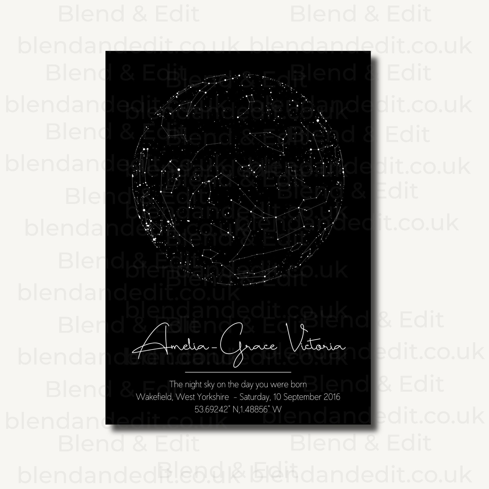 Personalised Night Sky Star Map Print – Custom Wall Art