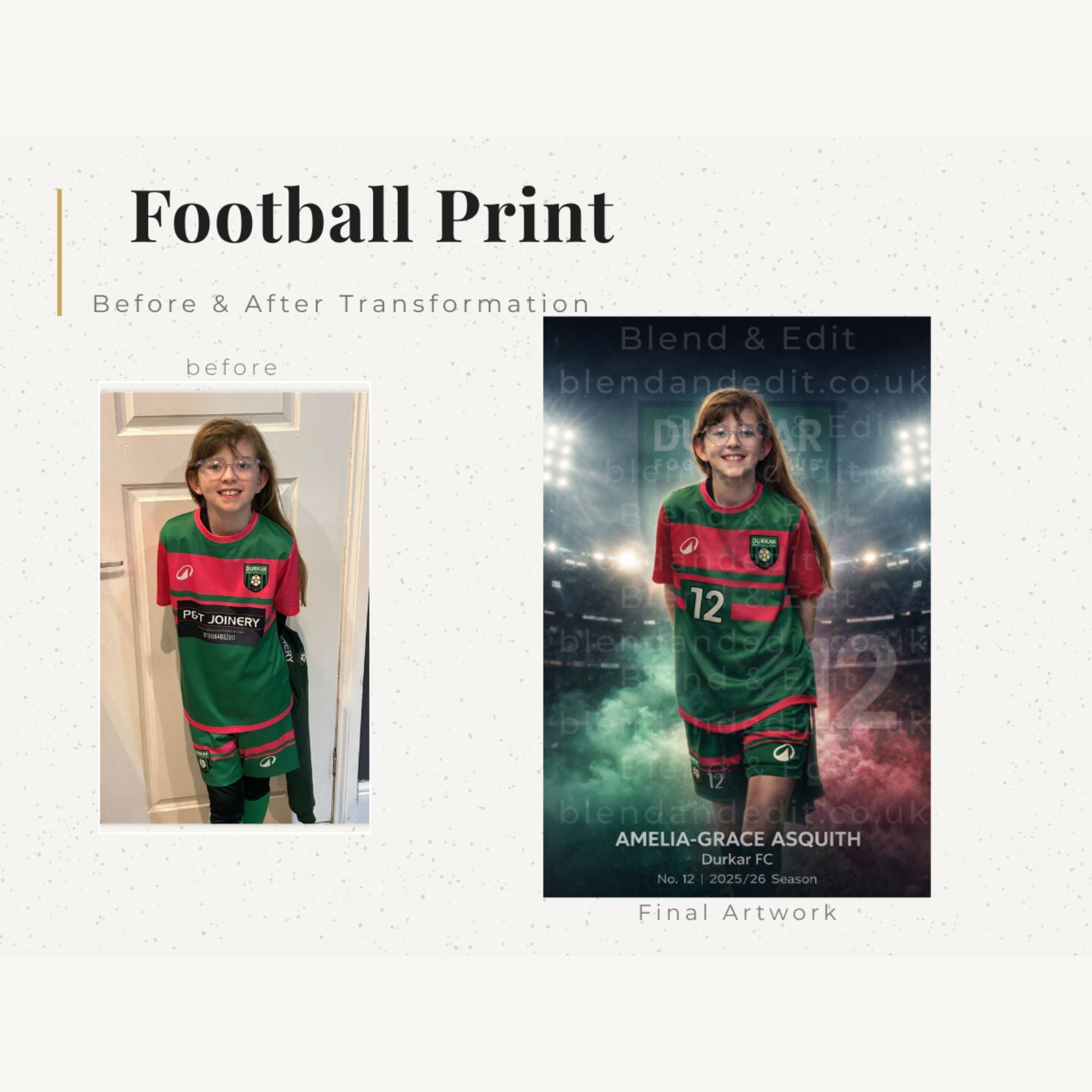 Personalised Football Player Poster – Custom Sports Portrait