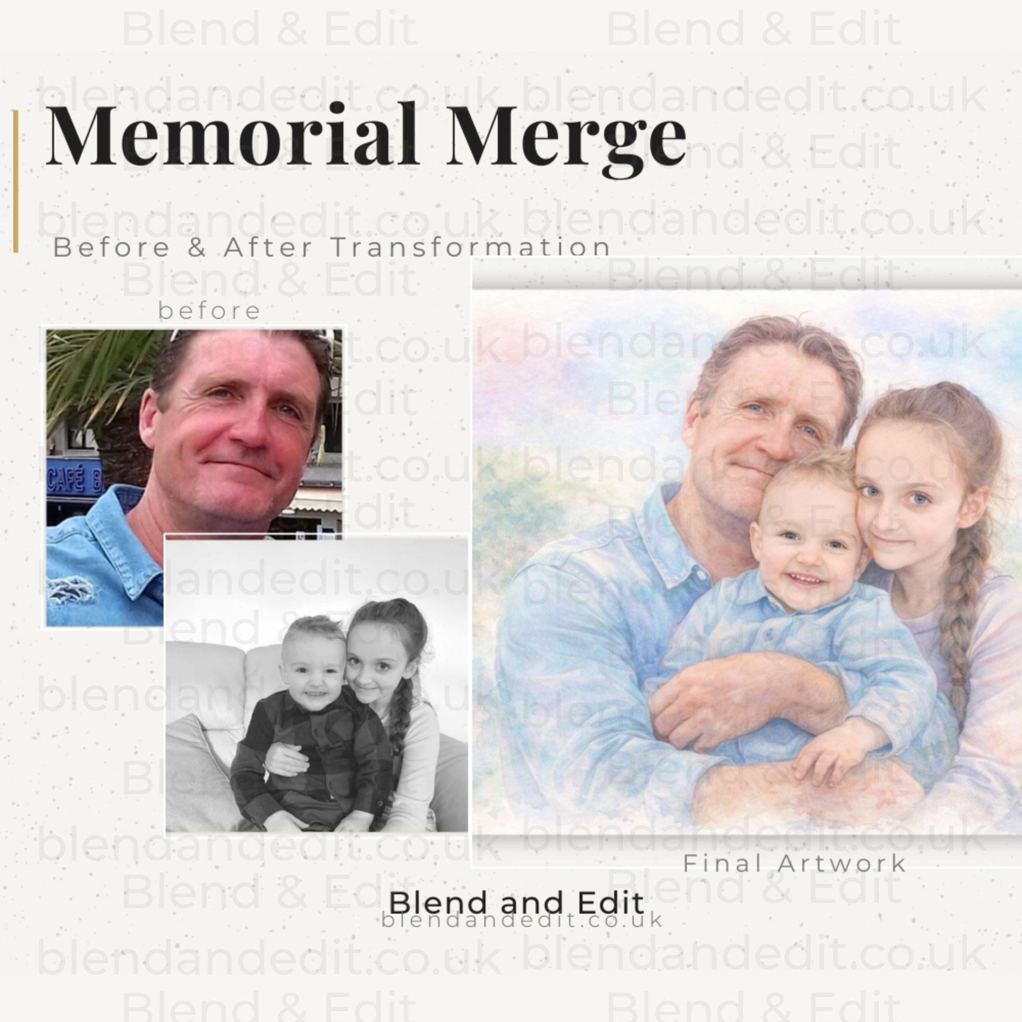 Personalised Memorial Photo Merge – Watercolour Print