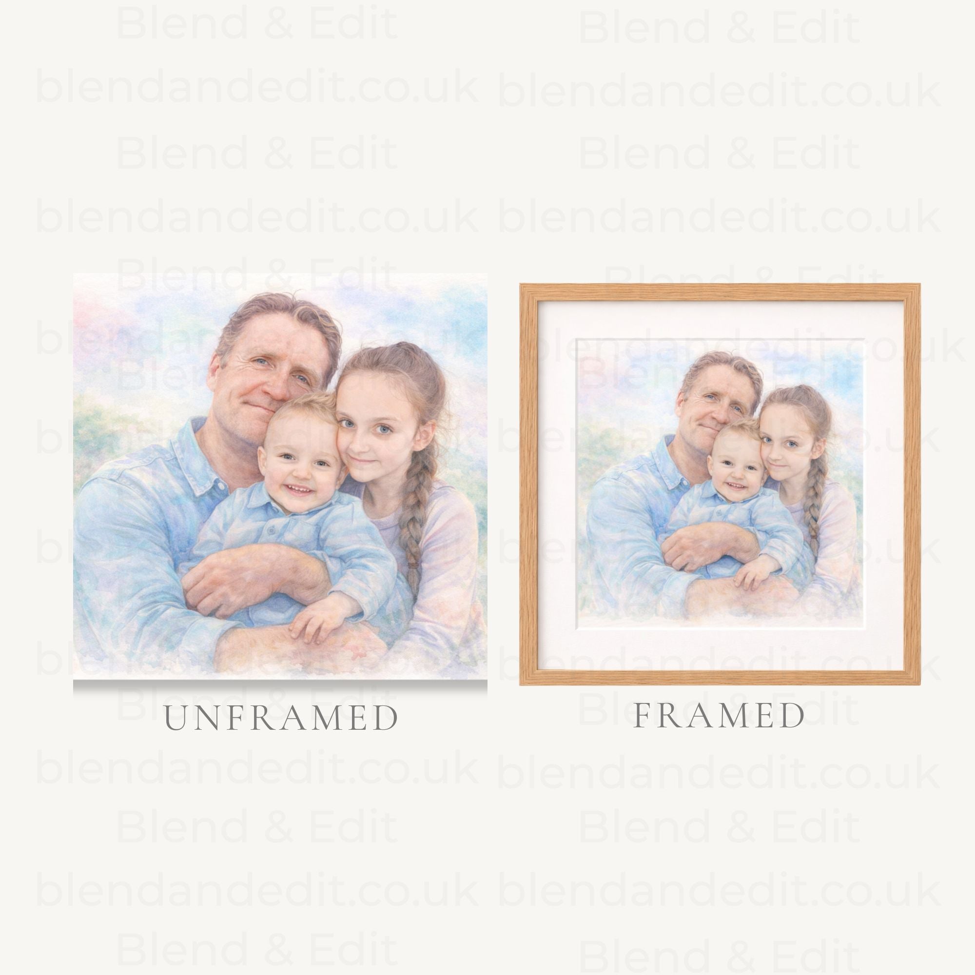 Personalised Memorial Photo Merge – Watercolour Print